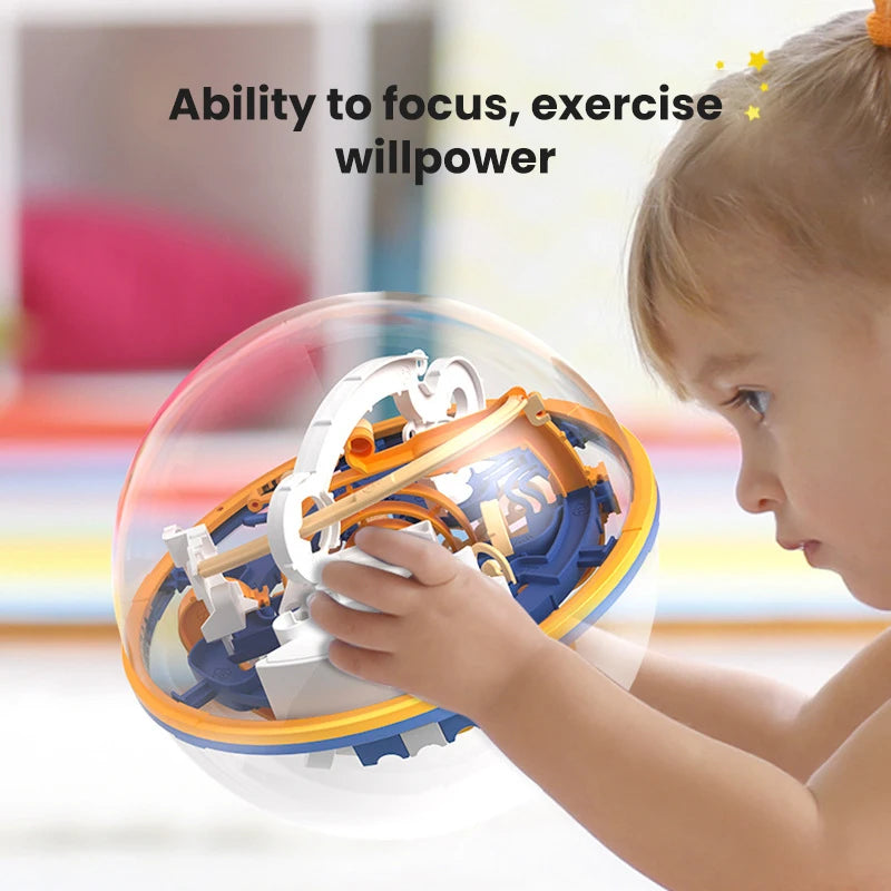3D Puzzle Ball Maze Toy – Kids Obstacle Challenge Labyrinth Game, Montessori Balance & Brain Training Toy