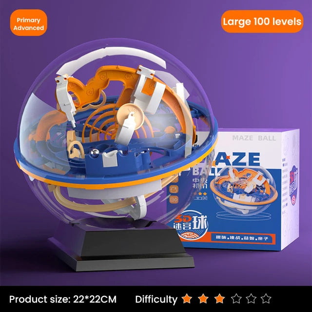 3D Puzzle Ball Maze Toy – Kids Obstacle Challenge Labyrinth Game, Montessori Balance & Brain Training Toy