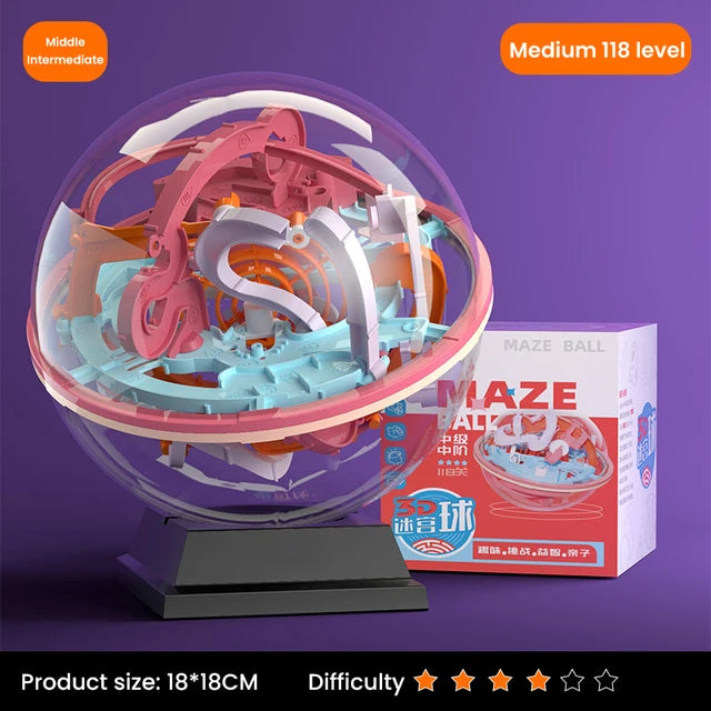 3D Puzzle Ball Maze Toy – Kids Obstacle Challenge Labyrinth Game, Montessori Balance & Brain Training Toy