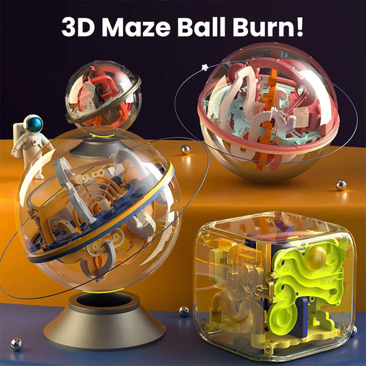 3D Puzzle Ball Maze Toy – Kids Obstacle Challenge Labyrinth Game, Montessori Balance & Brain Training Toy