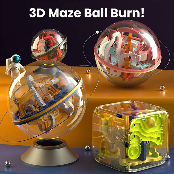 3D Puzzle Ball Maze Toy – Kids Obstacle Challenge Labyrinth Game, Montessori Balance & Brain Training Toy